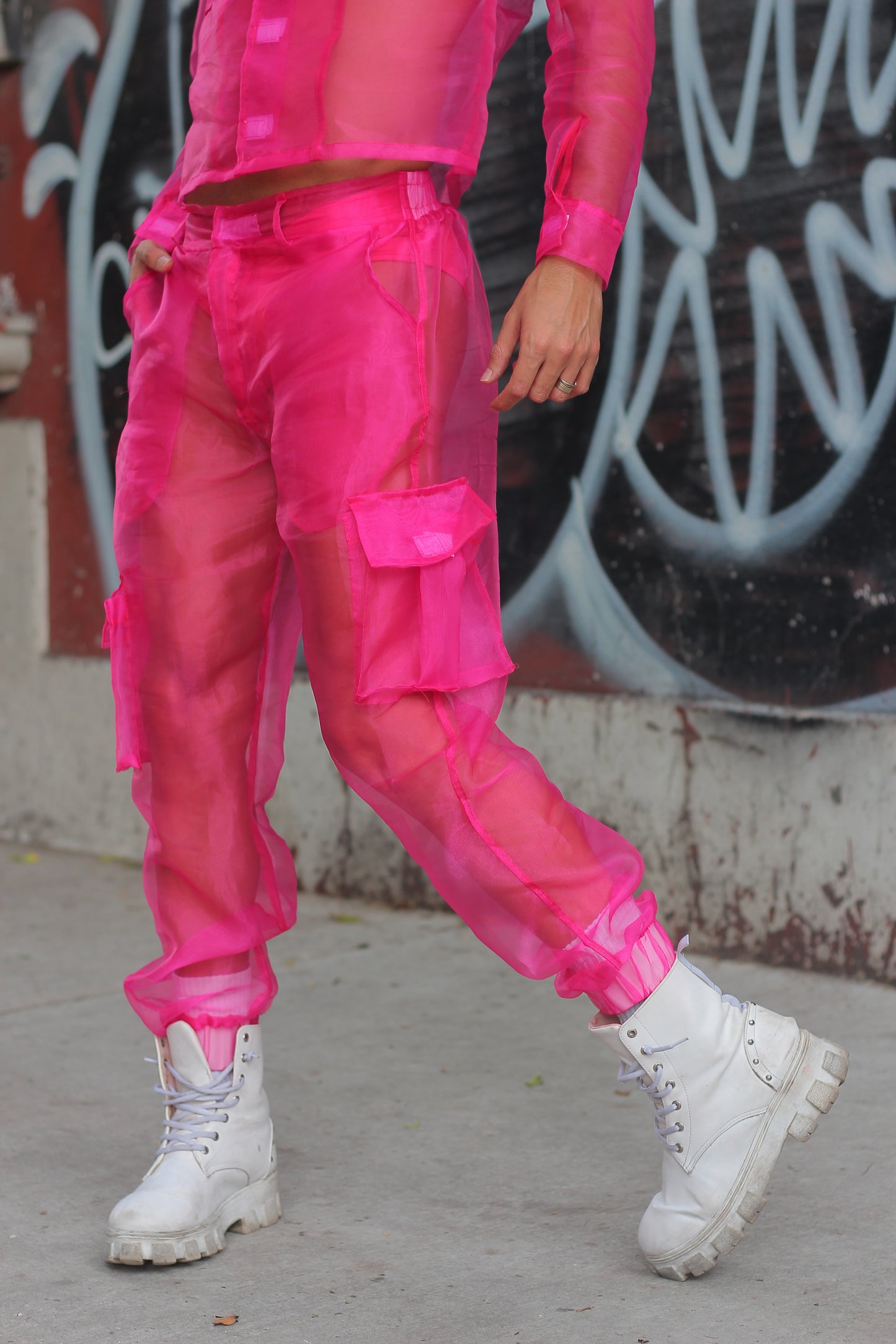 Jogger organiza transparente rosa