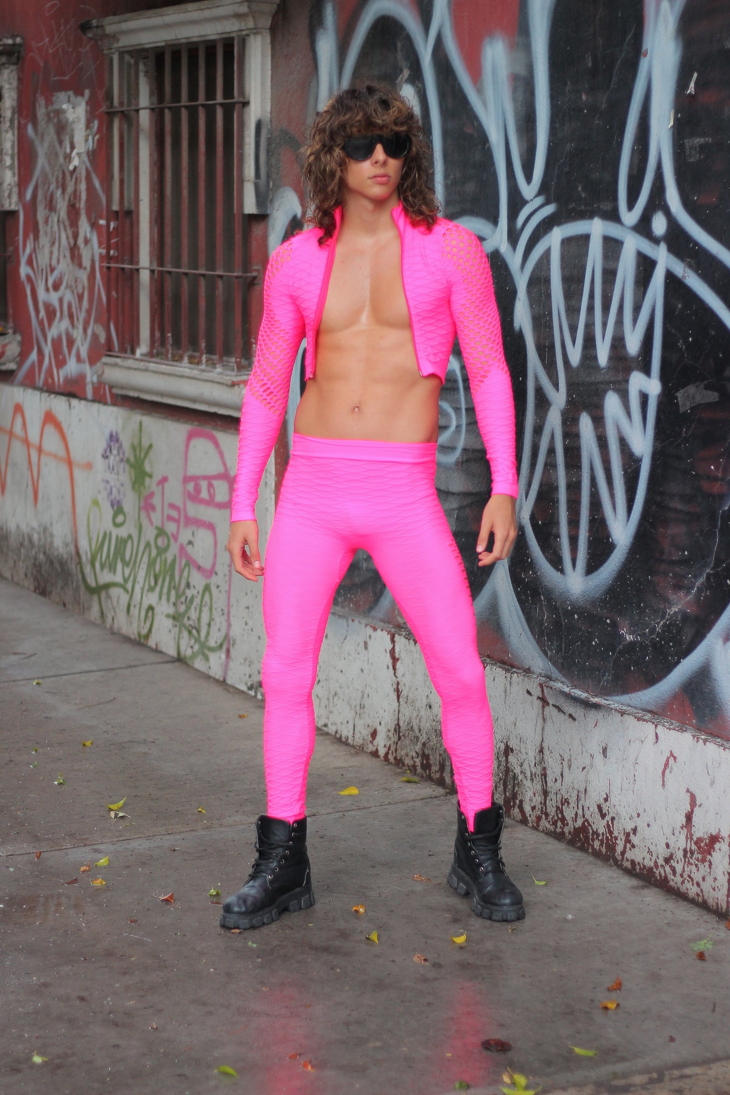 Pants licra con red rosa