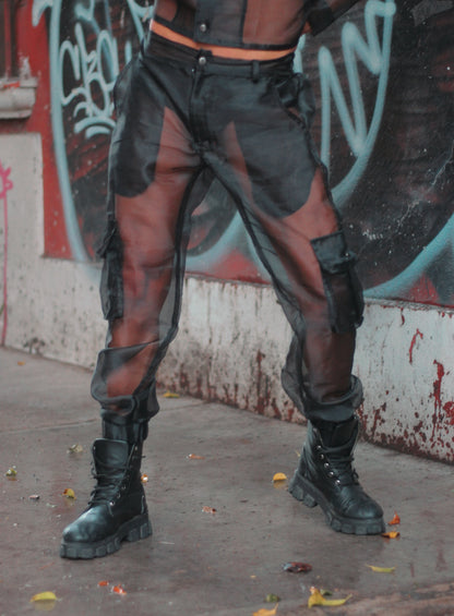Jogger cargo transparente negro