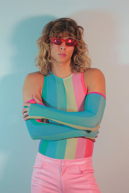 Body mesh arcoíris Pride con mangas