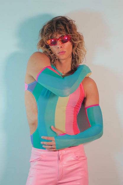 Body mesh arcoíris Pride con mangas