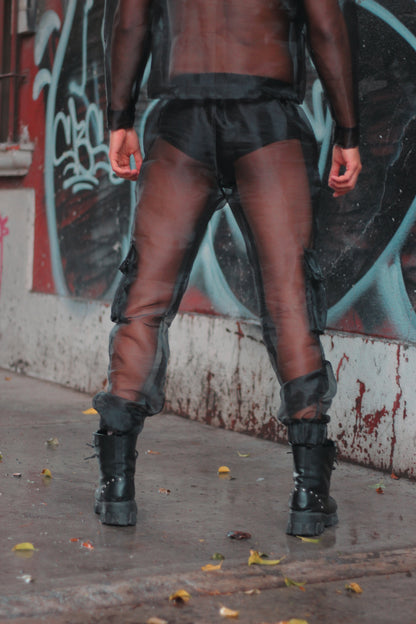 Jogger cargo transparente negro