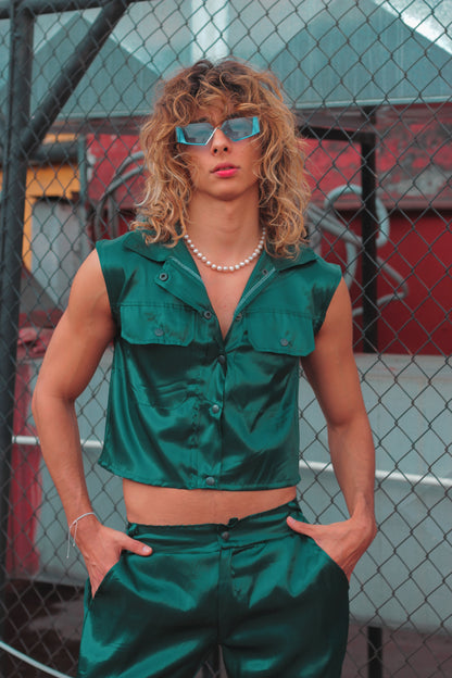 Chaleco satin verde