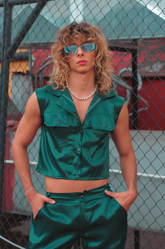 Chaleco satin verde