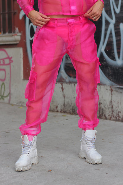 Jogger organiza transparente rosa